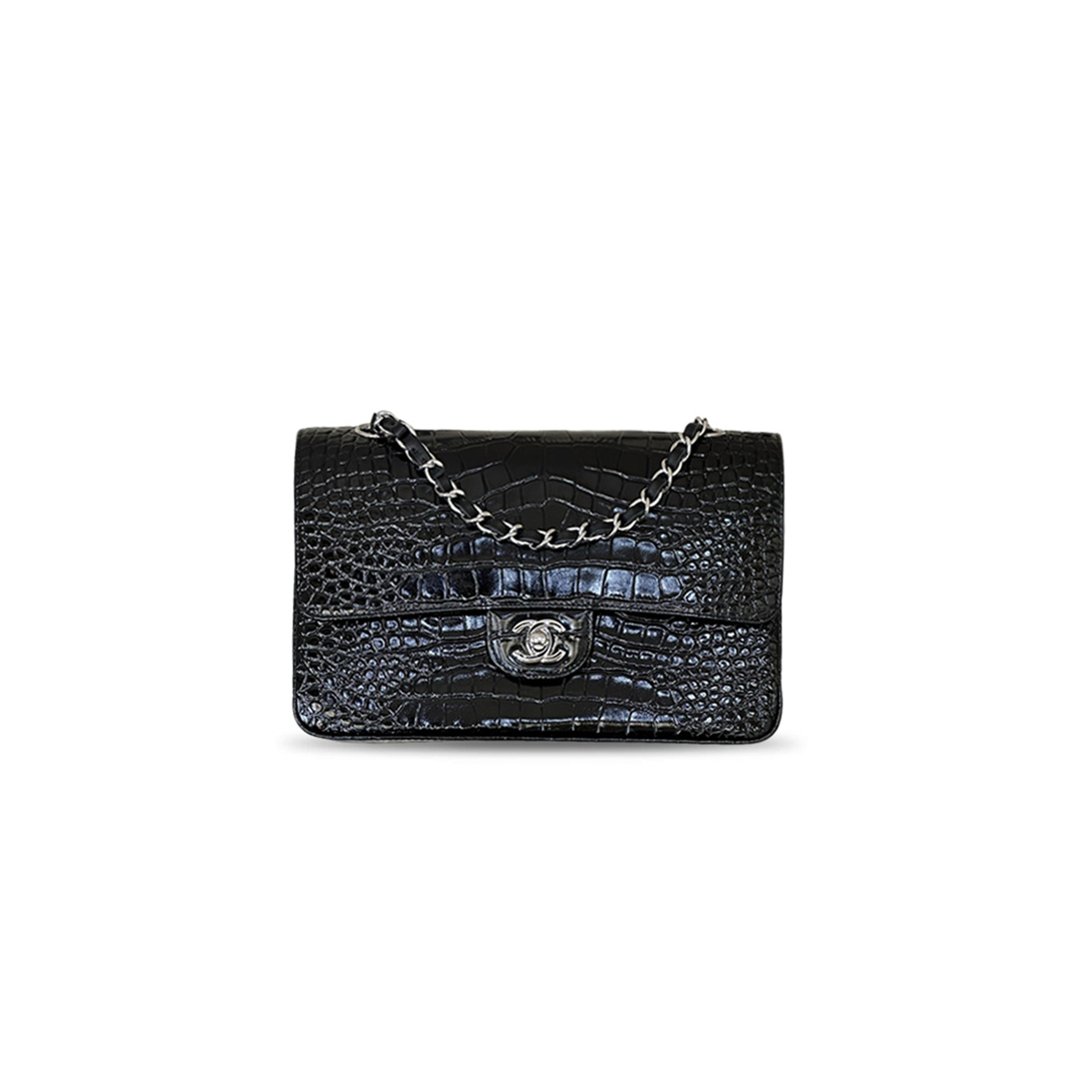 CHANEL MASTER CROCODILE MEDIUM DOUBLE FLAP BLACK (25*17*6cm)